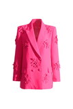 Smart Rosette Appliqué Lapel Collar Blazer