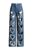 Patchwork Heart Denim Jeans