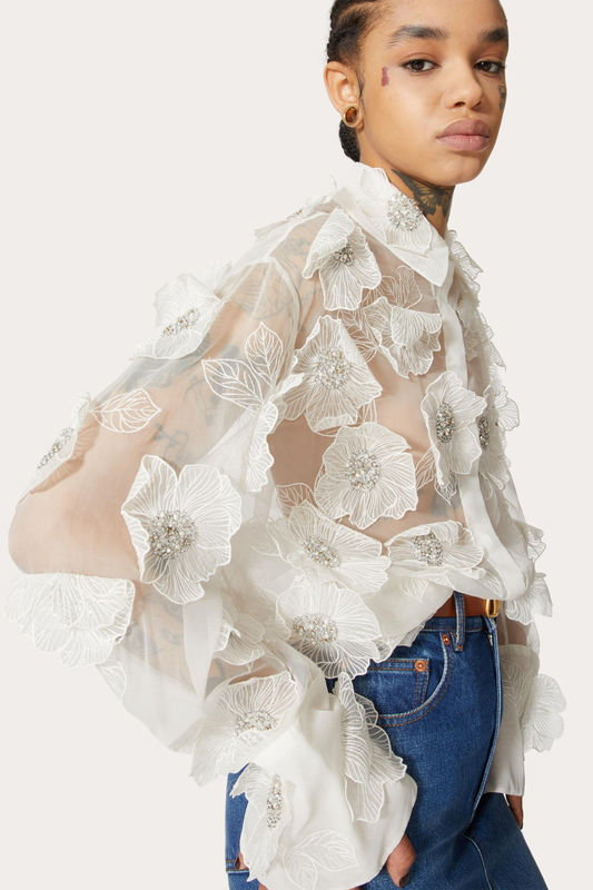 Embroidered Organza Shirt