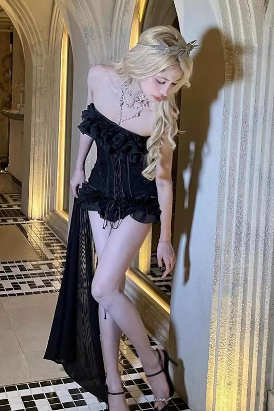 Black Transparent Detailed Evening Dress