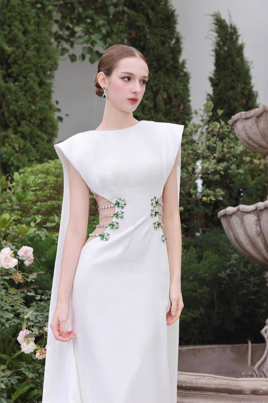 Stunner Sheath Symmetric Flap Sequin maxi Dress