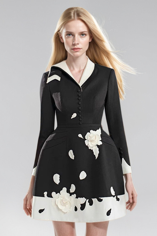 Black Floral Embellished Dress