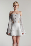 Flare Cut-Out Lace Mini Dress
