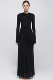 Graceful Metallic Knot Ruched Detail Jersey Fishtail Evening Maxi Dress