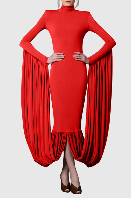 High Neck Draped Maxi Dress