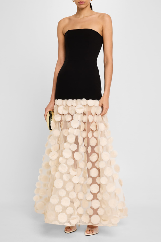 Strapless Applique Gown