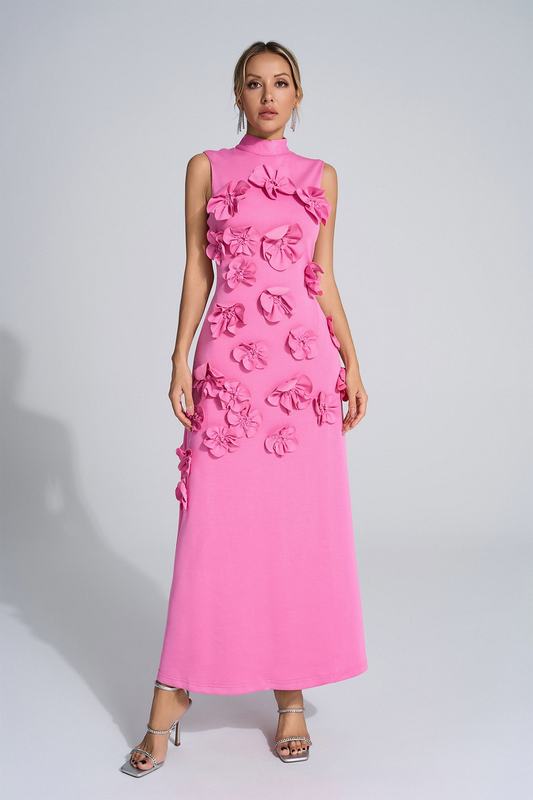 Sleeveless Rose Flower Maxi Dress