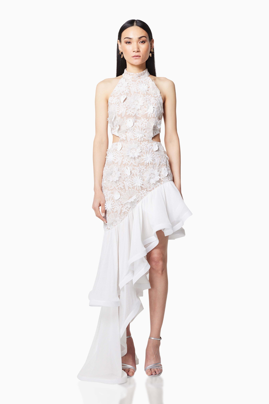 Asymmetric Maxi Dress In White