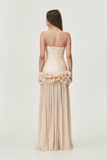 Strapless Ruched Ruffle Maxi Dress