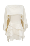 White Satin Ruffled Mini Dress