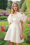 Off Shoulder 3D Flower Mini Dress