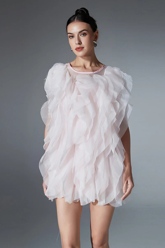 Tiered Ruffles Mesh Dress