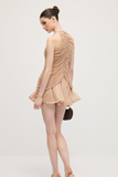 Embellished Ruched Mini Dress In Apricot