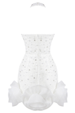 Halter Pearl Crystal Dress White