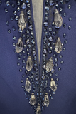 Long Sleeve Crystal Bardot Maxi Dress Navy Blue