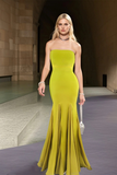 Strapless A Line Maxi Dress Lime
