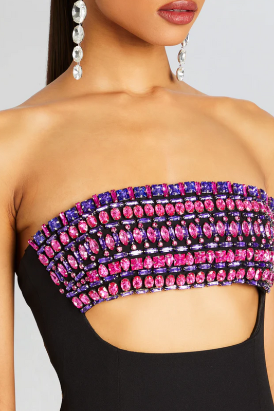 Royal Purple Sequin Strapless Dress
