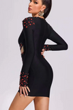 Kenzie Red Dimond Long Sleeve Mini Dress