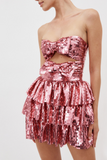 Disco Queen Sequin Bow Cutout Mini Dress