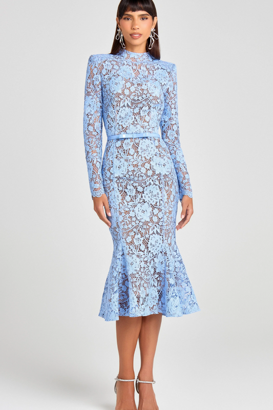 Blue Lace Long Dress