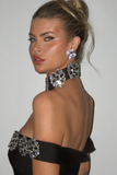 Choker Off The Shoulder Gown With Gloves