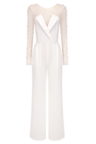 Pearl Embellished Mesh Bodysuit And Bandeau Jumpsuit