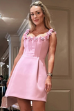 Faux Pearl Flower Applique Mini Dress