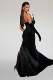 Strapless Silver Embellished Side Sit Maxi Dress
