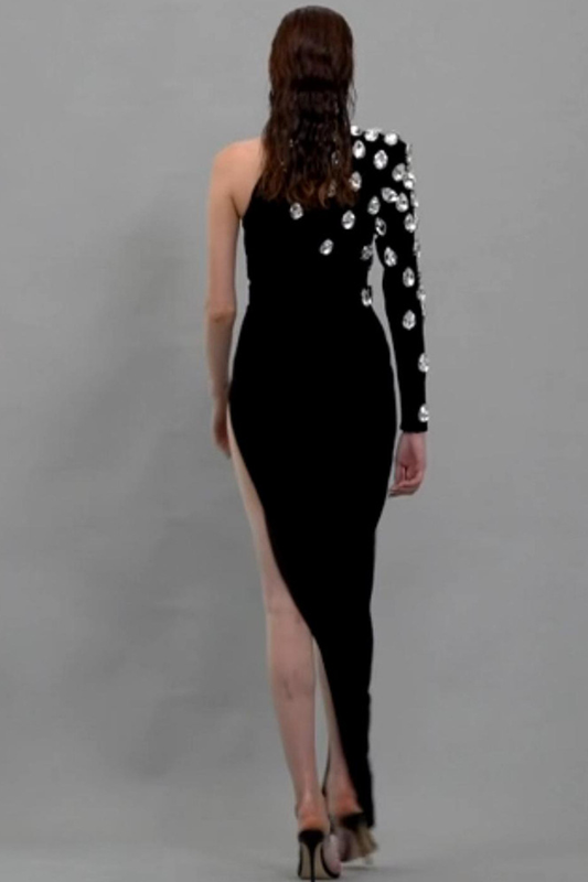 Frances One Shoulder Diamante Bandage Dress