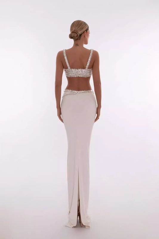 Beaded Crop Top And Skirt