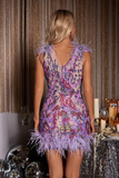 Susie Sequin Feather Mini Dress