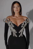 Velvet Noir Crystal V-Neck Gown