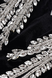 Velvet Noir Crystal V-Neck Gown