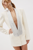 Crystal Embellished Ivory Tuxedo Dress