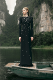 Stone Embellished Long Sleeve Dress