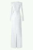 Stone Embellished Long Sleeve Dress