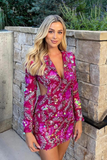 Long Sleeve Sequin Backless Blazer Dress