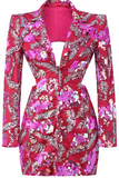 Long Sleeve Sequin Backless Blazer Dress