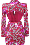 Long Sleeve Sequin Backless Blazer Dress