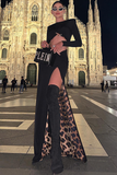 Liara Long-Sleeved Leopard Print Lined Two-Piece Set