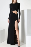 Liara Long-Sleeved Leopard Print Lined Two-Piece Set