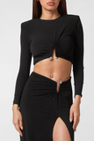 Liara Long-Sleeved Leopard Print Lined Two-Piece Set