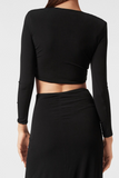 Liara Long-Sleeved Leopard Print Lined Two-Piece Set