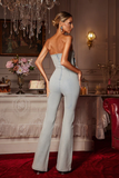 Strapless Flower Denim Jumpsuit