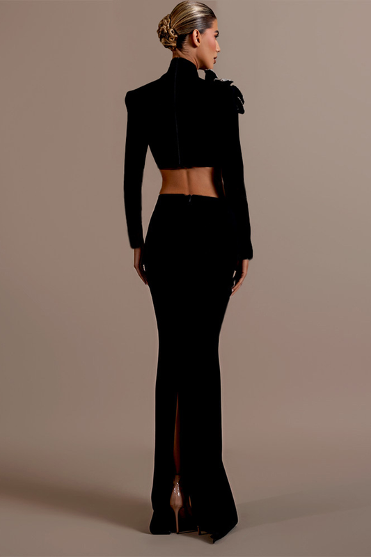 Diamonds Flowers Two Pieces Maxi Skirt Dress