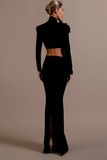 Diamonds Flowers Two Pieces Maxi Skirt Dress