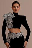 Diamonds Flowers Two Pieces Maxi Skirt Dress