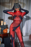 Esau Hands Printed Rhinestone Gloves Jumpsuit In Red
