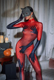 Esau Hands Printed Rhinestone Gloves Jumpsuit In Red