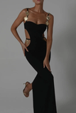 Black Sleeveless Gold Heart Charms Dress